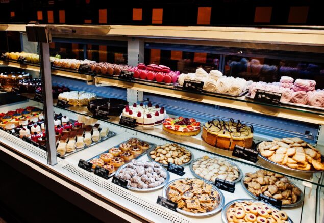various-cakes-supermarket-shelves-sale various-cakes-supermarket-shelves-sale
